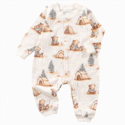 CAUYDY Clothes for Baby Boys Newborn Sleepers 3 6 9 12 18 24 Months Preemie Long Sleeve Bodysuit Fall Winter Infant Boy Cute Romper Toddler Pajamas Coffee for Sizes 3-6 Months