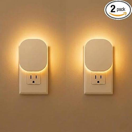 Plug-in LED Backlit Night Light with Motion Sensor & Dusk to Dawn Sensor, 2700K Soft Warm White Nightlight with Dimmable Brightness for Adults & Kids' Bedroom, Bathroom, Hallway, 2 Pack
