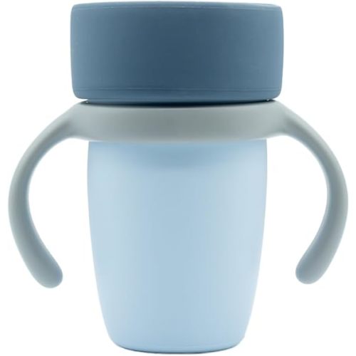 WeeSprout Baby Training Cup - Silicone Sippy Cup with Removable Handles for Weaning Off Bottle - Transition Spill-Proof Toddler Cups - No-Spill Design (Pastel Blue/Navy/Light Gray)