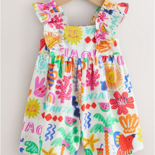Buy Multi Summer Palm Print Frill Sleeve Playsuit (3mths-7yrs) from Next USA