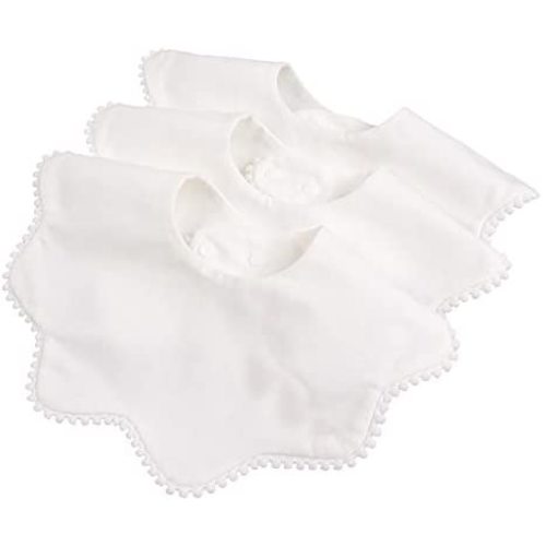 Bamery Baby Bandana Drool Bibs for Drooling and Teething Cotton Absorbent for Boy Girl (Pure White)