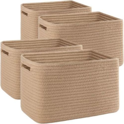 BRINJOY 4 Pack Storage Baskets for Organizing, Woven Baskets for Shelves - Perfect for Toys, Books, Towels, and Clothes
