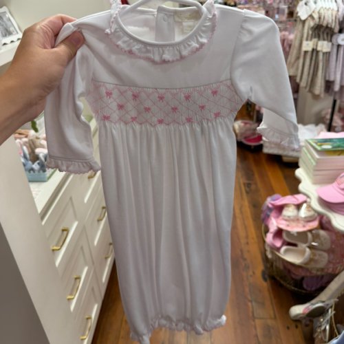 SM White & Pink Hand Smocked