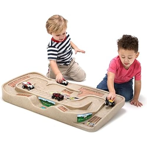 Simplay3 Portable Carry and Go Kids Race Track Toy Car Train Table, 2-Sided No Assembly for Children 3 4 5 6 7 Years Old Boys Girls, Made in USA