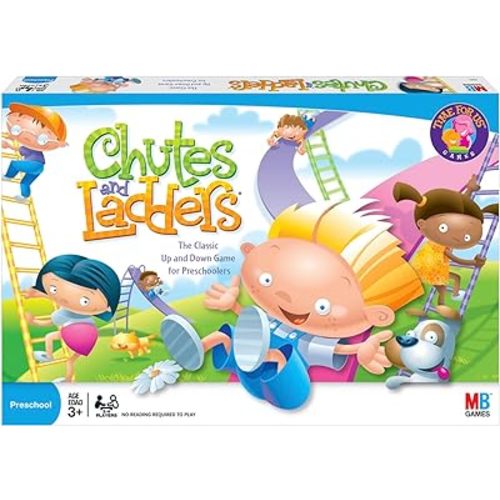 Hasbro Gaming Chutes and Ladders Board Game | 2 to 4 Players | Back to School Gifts for Kids | Preschool Classroom Games | Ages 3+ (Amazon Exclusive)