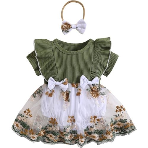 Mubineo Baby Girl Summer Clothes Outfits Sleeveless Lace Floral Romper Dress Newborn Outfit
