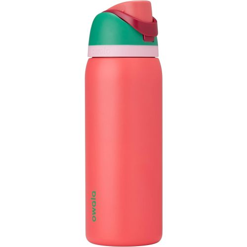 Owala FreeSip Insulated Stainless Steel Water Bottle with Straw for Sports, Travel, and School BPA-Free Sports Water Bottle, 32 oz, Strawberry Field