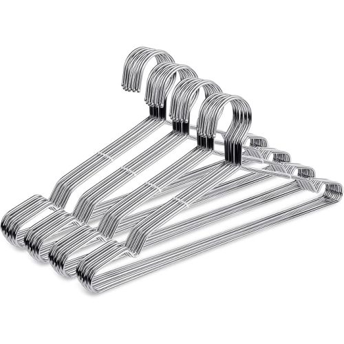 Baby Hangers, 50 Pack Stainless Steel 12.6 Inch Heavy Duty Non-Slip Space Saving Coat Hangers for Kids Children Toddler Clothes