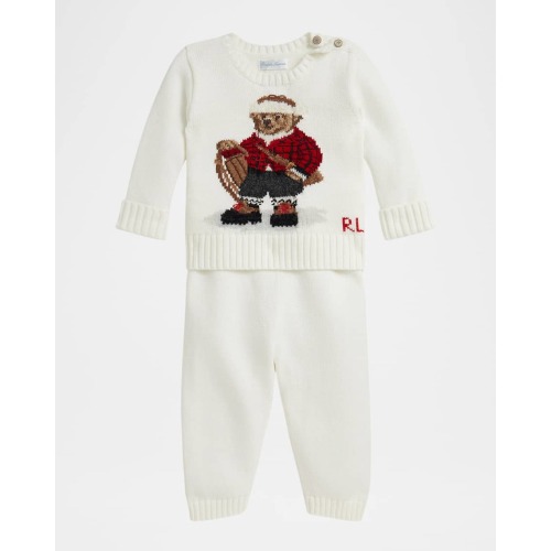 Boy's Polo Bear Sweater & Pants Set, Size 3M-24M