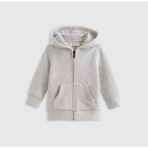 Quince - Fleece Zip Up Hoodie in Heather Grey