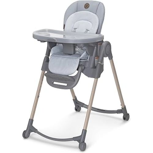 Maxi-Cosi Minla 6-in-1 High Chair for Babies & Toddlers, Portable Foldable Highchair, EcoCare Fabric, 9 Heights, 5 Reclines, 4 Tray Positions, Classic Slate