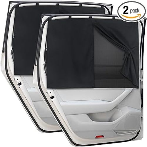 Car Window Shades, 2 PCS Magnetic Double Layer Auto Sun Shade for Side Windows Privacy Full Covers/Half Shade Options Back Car Window Curtains for Baby Protection