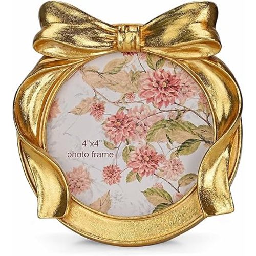 Gold 4" x 4" Picture Frame Elegant Ornate Photo Frame for Tabletop Desk and Wall Display, Antique Victorian Style Home Decor Accent,Gift for Women, Mom