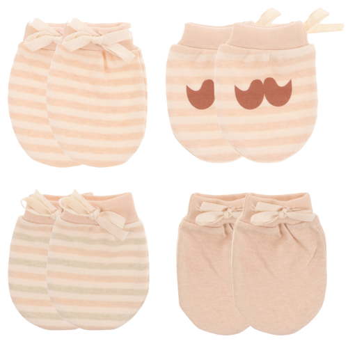 Recardis 4 Pairs Baby Mittens Cotton Mittens Newborn Girl Mittens No-scratch Mittens for Infant