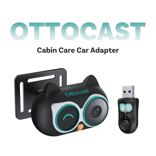 Ottocast Cabin Care Wireless CarPlay Adapter with 1080P Rear Seat Baby Camera and Night Vision, 150° Wide Angle, Real-Time Rear Seat View, Easy Installation