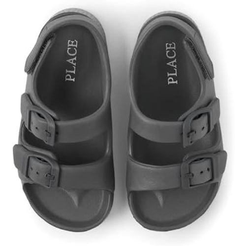 The Children's Place Baby Boys and Toddler Everyday Double Buckle Slide Sandals with Backstrap