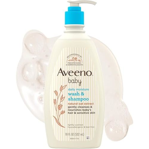 Aveeno Baby Daily Moisture Wash & Shampoo, Tear-Free, 18 fl. oz