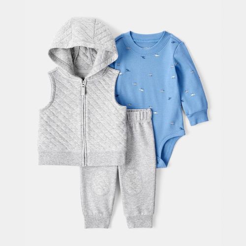 Baby Boy Carter's Helicopter Long Sleeve Bodysuit, Vest, & Joggers Set