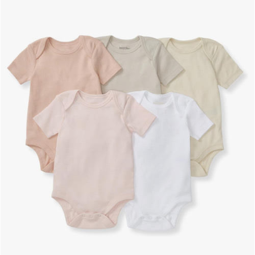 Burt's Bees Baby Bodysuits, Short Sleeve and Long Sleeve One-Pieces, 100% Organic Cotton, Pack of 5