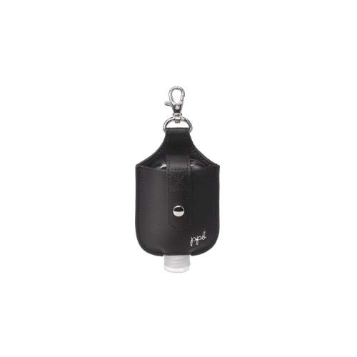 Clip & Clean Hand Sanitizer Pouch in Silver/Pebbled Black Leatherette