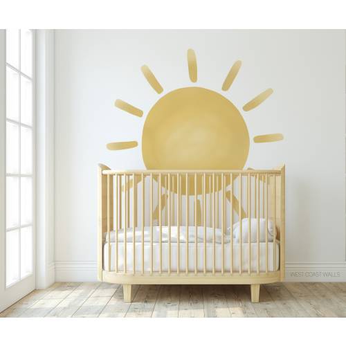 Large Full Size Painted Sun Removable Wall Decal / Oversized Sun Decal / Watercolor Sun Decal / Sun Nursery Decor / Sun Playroom Wall Decal
