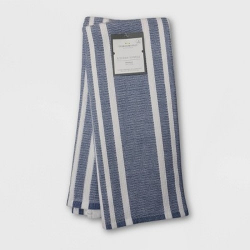 2pk Cotton Striped Terry Kitchen Towels - Threshold™, Color: Dark Blue