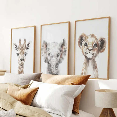 Safari Animals Trendy Nursery Wall Decor Posters Set – Wall Art Set