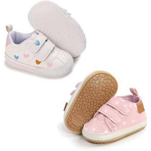 Clowora Baby Boys Girls Shoes Non-Slip Rubber Sole Sneakers Infant First Walking Toddler Crib Shoes Newborn Loafers Flats.