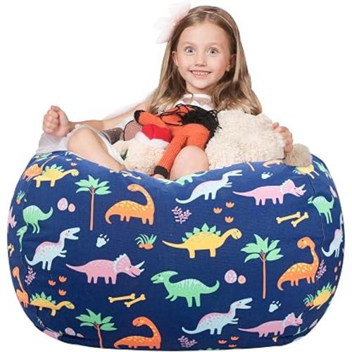WEKAPO Stuffed Animal Storage Bean Bag Chair Cover for Kids