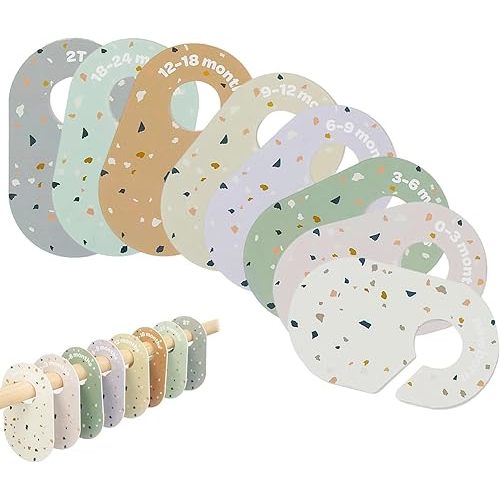 8PCS Baby Closet Dividers, Double-Sided Size Tags, Colorful Wardrobe Divider Organizer, Baby Wardrobe Separators Tool and Cute Room Decor, for Newborn to 24 Months (Colorful)