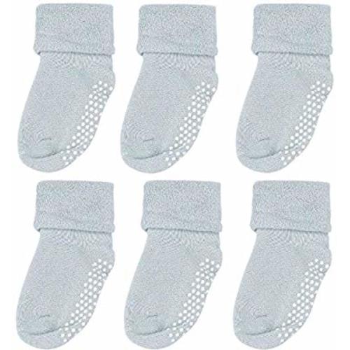 Cubaco 6 Pairs Baby Socks with Grips Thick Cotton Socks for Toddler Infant Baby Girl Baby Boy 0-3 Years Old (Grey(6-Pairs), 3-12 Months)