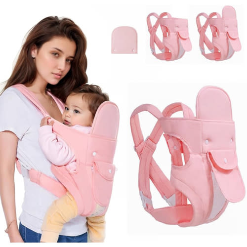 4-in-1 Baby Carrier Newborn to Toddler, Infant Carrier Ergonomic Adjustable Holder Portable Convertible Front and Back Backpack Carry for Infants Toddlers Babies 7-45 Pounds (Pink)