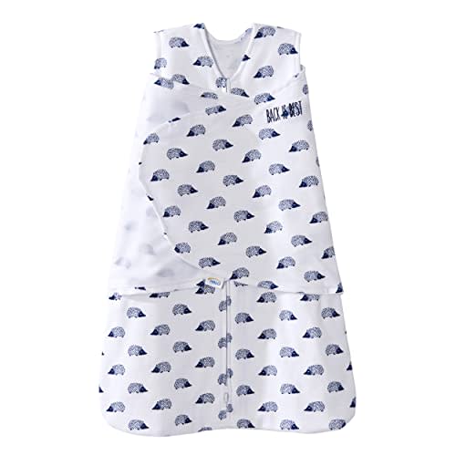 HALO 100% Cotton Sleepsack Swaddle, 3-Way Adjustable Wearable Blanket, TOG 1.5, Navy Hedgehog, Newborn, 0-3 Months