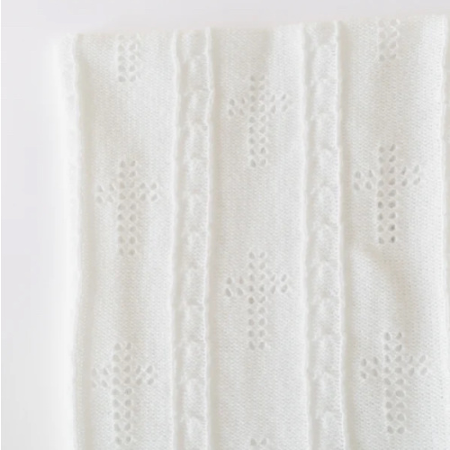 Bailey Baby Blanket - Worth Avenue White with Crosses