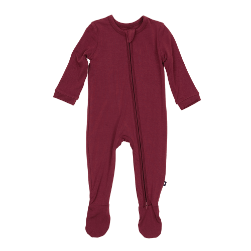 Larkspur Baby | Romper Pajamas | Zip Footie in Burgundy