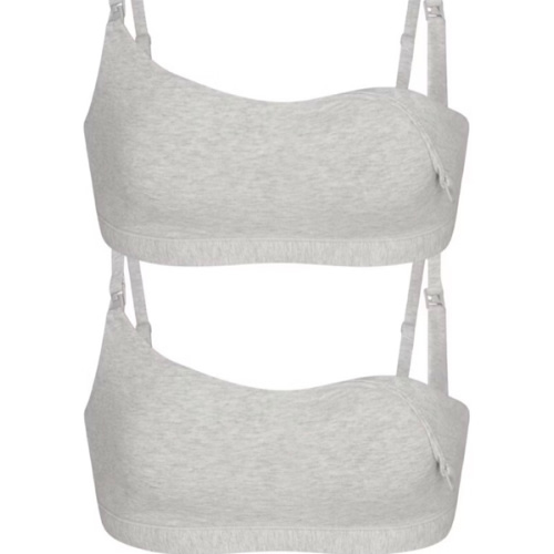 COTTON JERSEY MATERNITY NURSING SCOOP BRALETTE 2-PACK | LIGHT HEATHER GREY | SKIMS