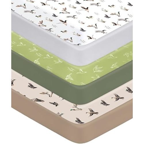 Crib Sheets for Baby Unisex, 6 Pack Mallard Duck Baby Crib Fitted Sheet 52 x 28 x 8 Inches Muslin Fitted Sheets for Newborn Bedding Nursery Standard Mattress Gift Set