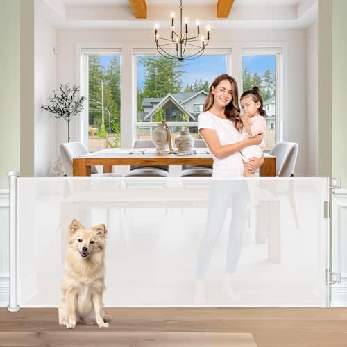 Extra Wide Baby Gate for Large Openings Retractable Baby Gates Indoor Outdoor Extra Long Dog Gate for Doorway Stair Gates for Kids or Pets Extra Large Dog Gate for Stairs