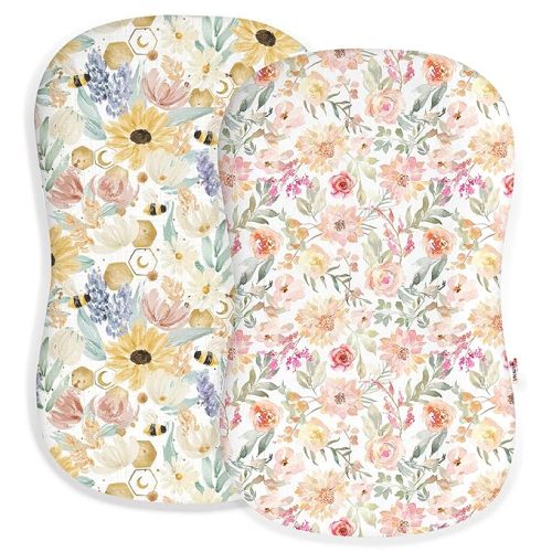 Baby Lounger Cover for Boys and Girls, Soft Breathable Polyester Cover, Fits Most Lounger Pillows, Cute Patterns, Durable and Machine Washable (09-Flower, Envelope)