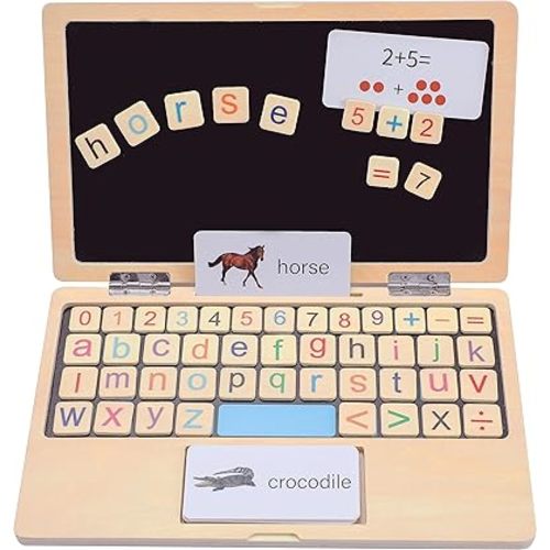 Toddler Toys 11.8" My First Laptop , Magnetic and Drawing Board Toy for Boys and Girls, Pretend Play Montessori Toys,, Learning and Educational Toys for 3 4 5 6 7 8 Year Old Kids