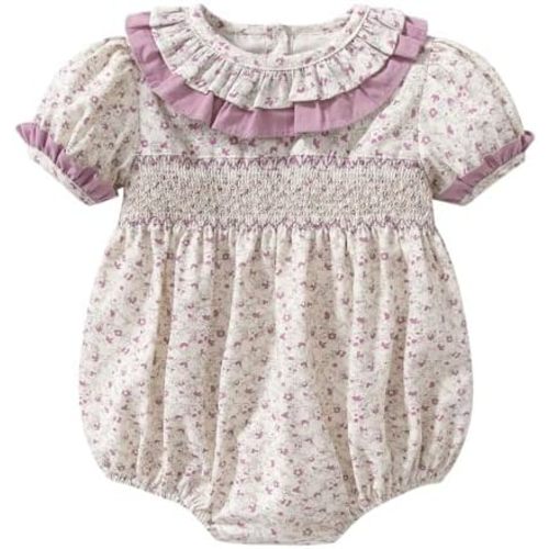 Curipeer Infant Baby Girls Summer Floral Romper Baby Bubble Sleeve Ruffle Romper Outfit 3M-2T