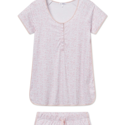 LAKE | Women | Pima Cotton Pajamas | English Rose Garden Floral Maternity Shorts Set