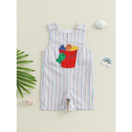 Embroidery Striped Baby Romper