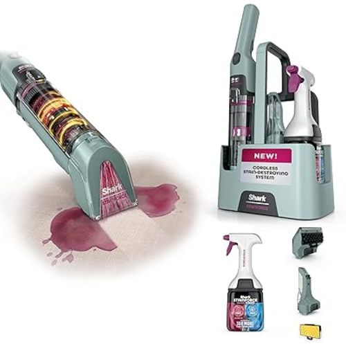 Shark StainForce Cordless Portable Spot, Stain, & Odor Remover System for Carpets, Area Rugs, Upholstery, Stairs, with Storage Caddy, Accessories, and Full-Size Cleaning Solution, HX101 (NEW)
