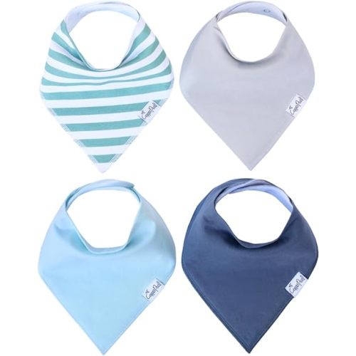 Copper Pearl 4 Pack Soft Cotton Baby Bibs for Drooling and Teething, Absorbent Drool Bibs for Baby Girl and Boy, Adjustable to Fit Newborns to Toddlers, Tons of Styles (Oxford)