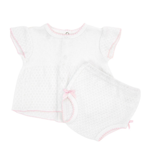 Paty Knit Flutter Sleeve Diaper Set with Bows - PatyInc