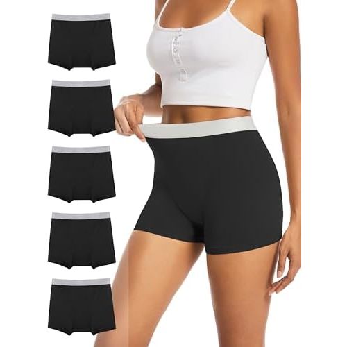 TIICHOO Period Underwear for Women Heavy Flow Leakproof Menstural Underwear Period Shorts 5 Pack
