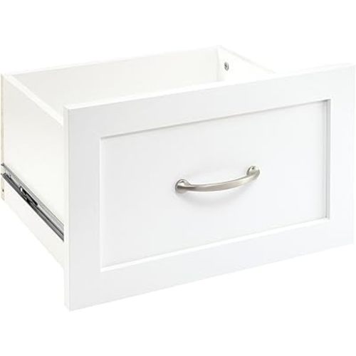 ClosetMaid SuiteSymphony Wood Closet Drawer, Add On Accessory, Shaker Style, For Storage, Closet, Clothes, 16.65” x 9.96” Size for 16 in. Units, Pure White