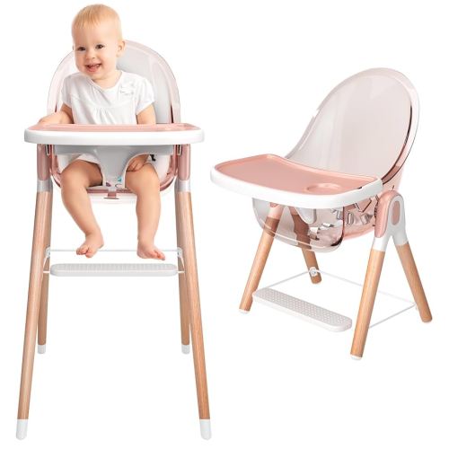 Children Of Design Classic Non-Reclinable 6 in 1 Baby High Chair for Babies and Toddlers, Modern Safe & Compact wooden Highchair, Easy to Clean, Removable Tray, Easy to Assemble