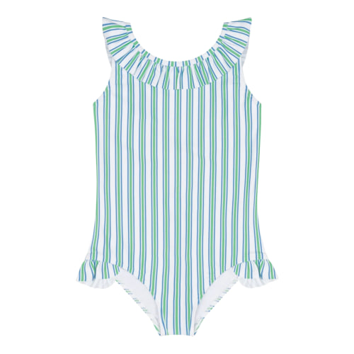 girls tamarin stripe ruffle collar one piece